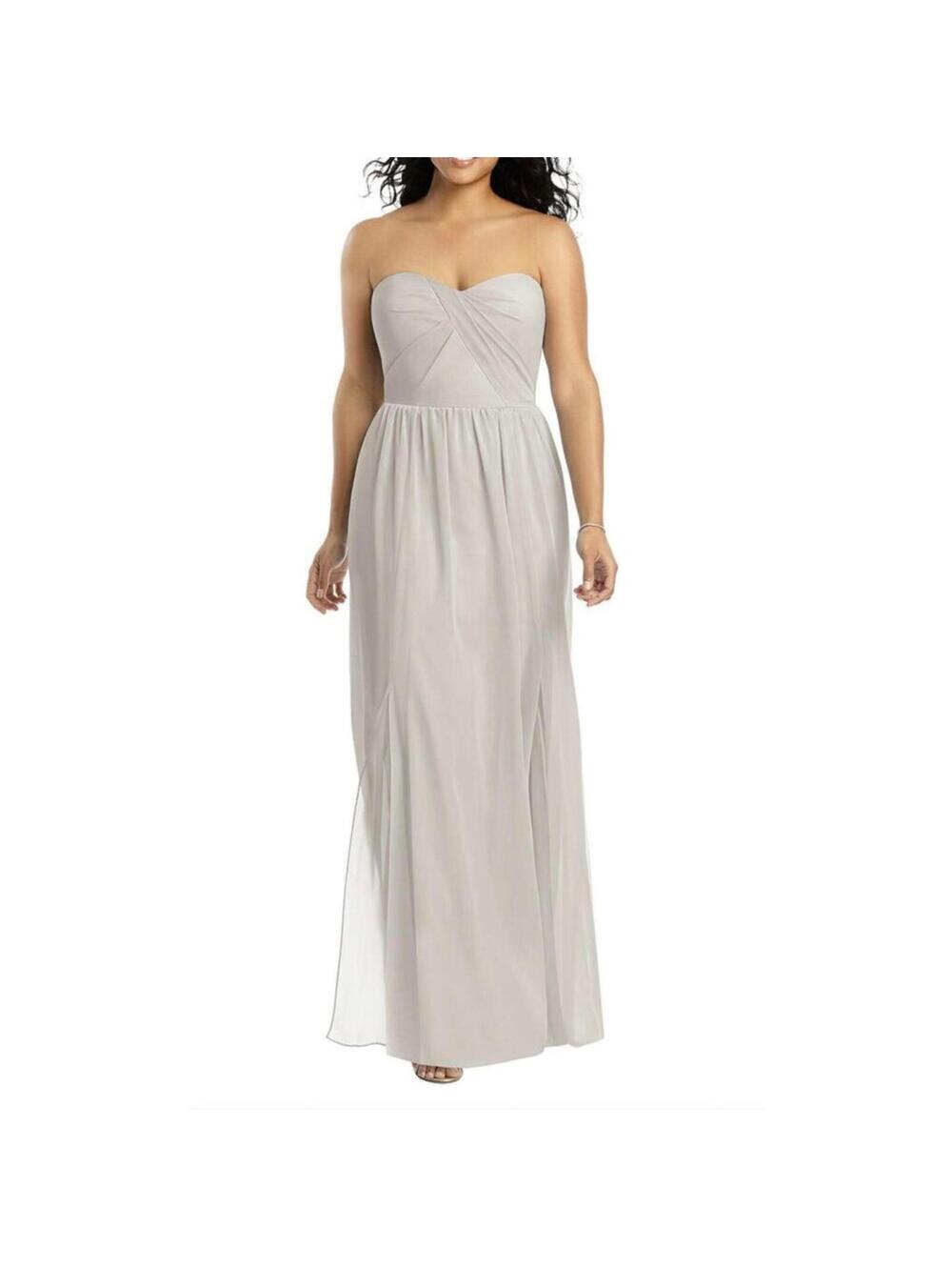 Social Bridesmaids Dress Gown Strapless Sweetheart 8159 Platinum Gray Size 0